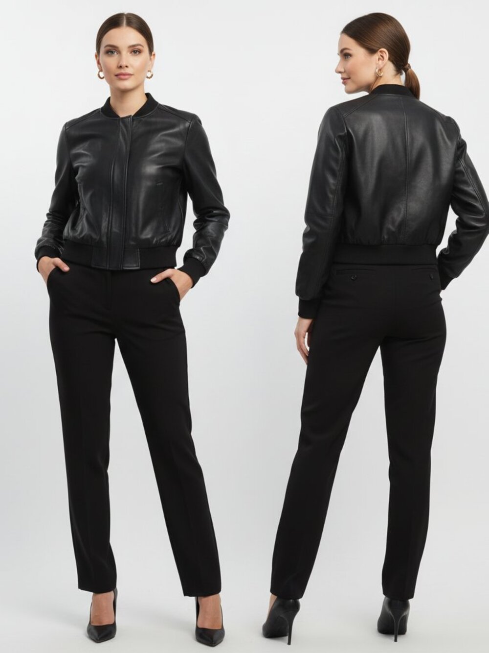 Charter Club Women's Full Length High-Waist Straight Leg Pants Black 8